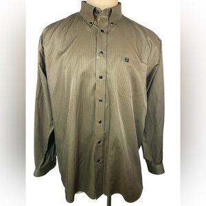 Cinch Tan with Blue Striped Long Sleeve Button-Down Western Shirt Men’s XXL